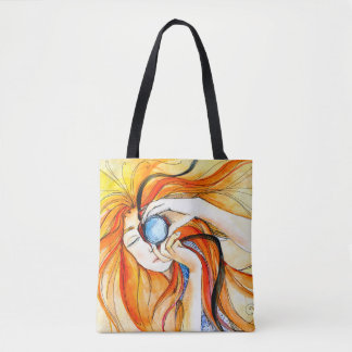 Girl with camera tote bag