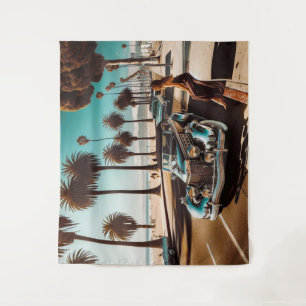 Girl with Car Tapestry