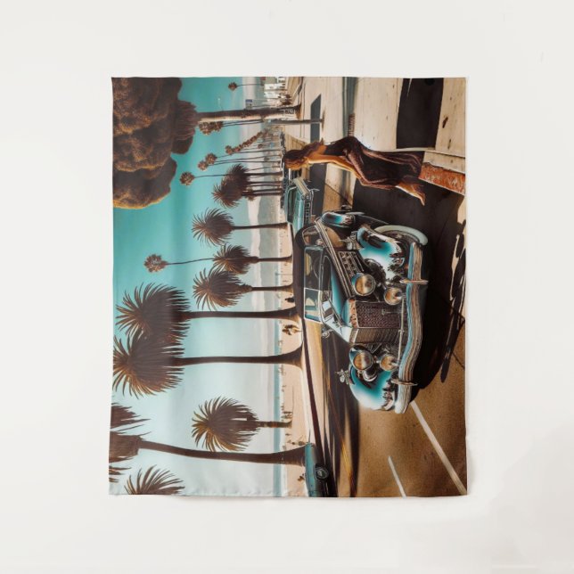 Girl with Car Tapestry (Front)