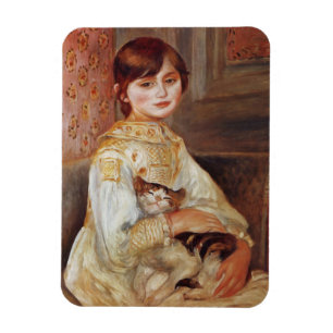 Girl with Cat, Auguste Renoir Magnet