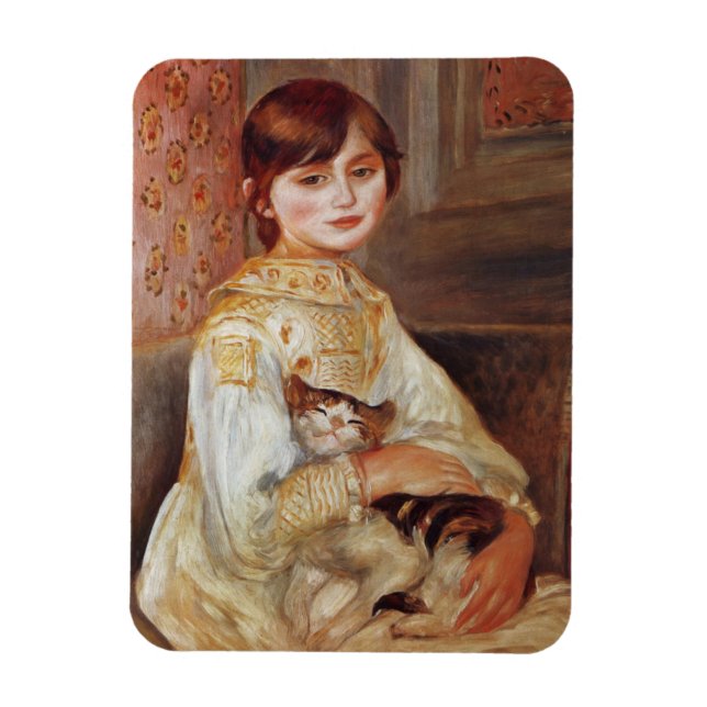 Girl with Cat, Auguste Renoir Magnet (Vertical)