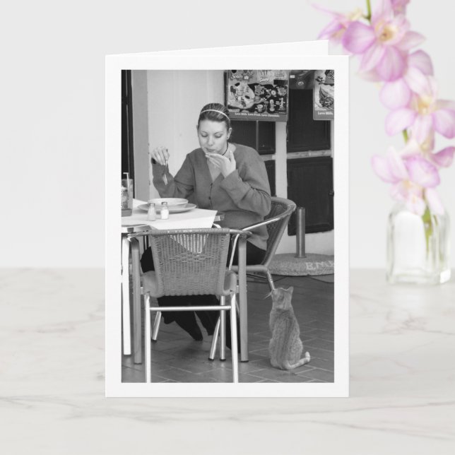 Girl with Cat Portrait Card (Orchid)