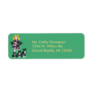 Girl with Cat Return Address Labels