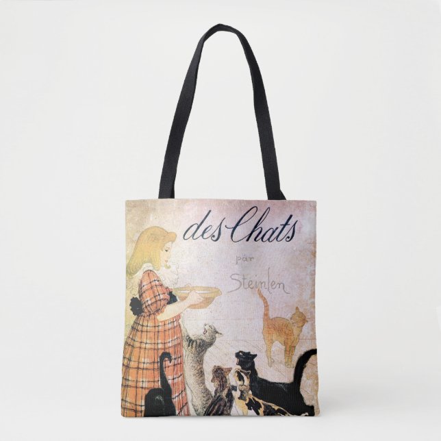 Girl with Cats, Alexandre Steinlen Tote Bag (Front)
