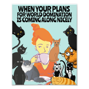 GIRL WITH CATS ART FUNNY WORLD DOMINATION 8X10  PHOTO PRINT