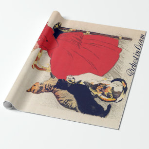 Girl with Cats, Vintage Poster, Alexandre Steinlen Wrapping Paper
