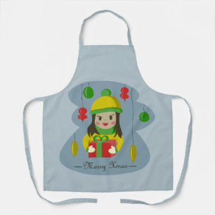 Girl with Christmas gift box  Apron