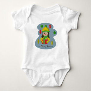 Girl with Christmas gift box Baby Bodysuit