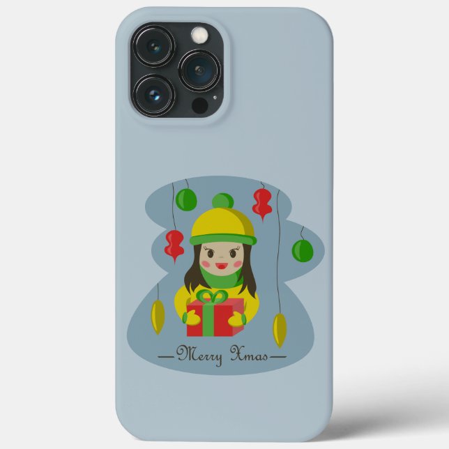 Girl with Christmas gift box  Case-Mate iPhone Case (Back)