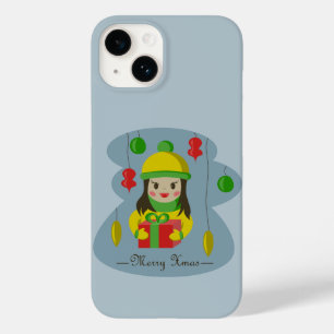 Girl with Christmas gift box Case-Mate iPhone 14 Case