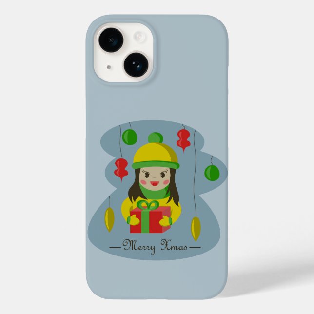 Girl with Christmas gift box  Case-Mate iPhone Case (Back)