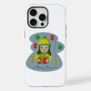 Girl with Christmas gift box iPhone 15 Pro Max Case