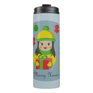 Girl with Christmas gift box Thermal Tumbler