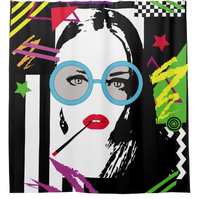 Girl with cigarette and sunglasess colourful pop a (Front)