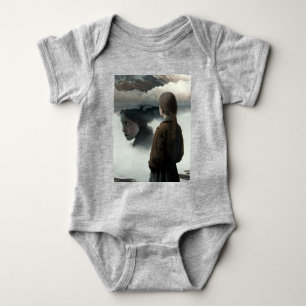 Girl with clouds baby bodysuit