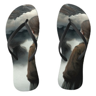 Girl with clouds flip flops