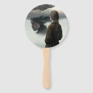 Girl with clouds hand fan