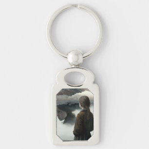 Girl with clouds keychain