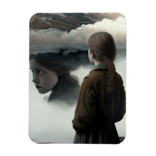 Girl with clouds magnet