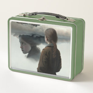 Girl with clouds metal lunch box