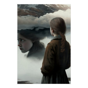 Girl with clouds poster