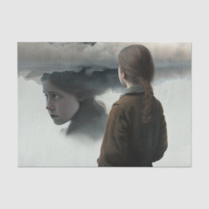 Girl with clouds tissue paper