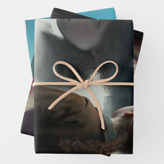 Girl with Clouds Wrapping Paper Sheet (In situ)