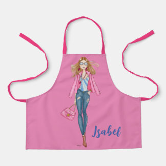Girl with cowboys and pink jacket apron