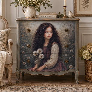 Girl with Curly Hair and Dandelions Tissue Paper