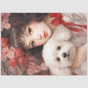 Girl with Cute Dog Tissue Paper