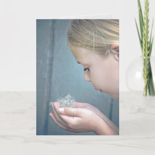 Girl With Dandelion Seedlings  Card (Front)