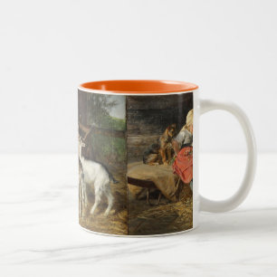 Girl with Dog and Kids Hermine Biedermann-Arendts Two-Tone Coffee Mug