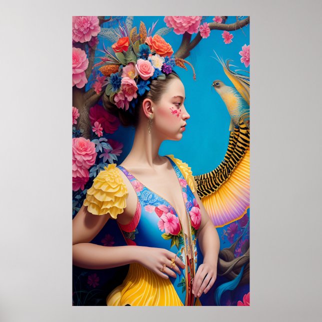 Girl with floral swimsuit poster (Front)