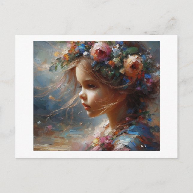 Girl with Flower Crown,  Postcard (Front)