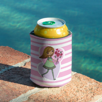 Girl With Flowers Can Cooler