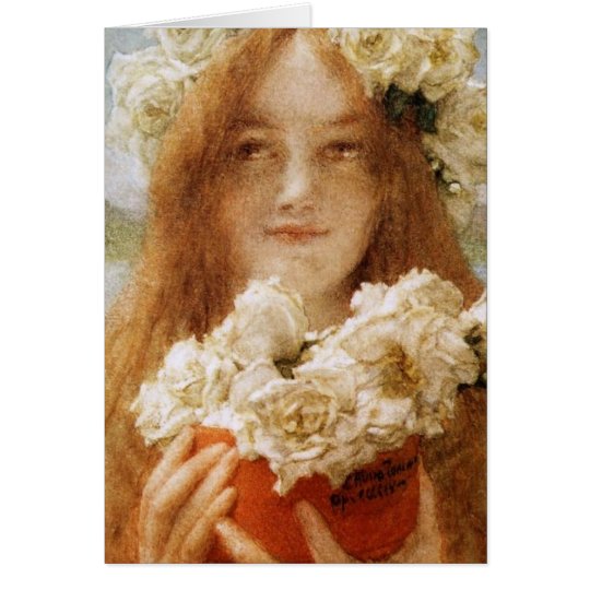 Girl with Flowers Card