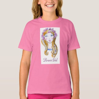 "Girl with flowers"- Girls' Fitted T-Shirt