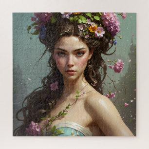 Girl with flowers in her hair jigsaw puzzle