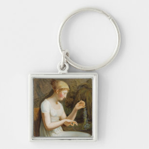Girl with Flowers Keychain