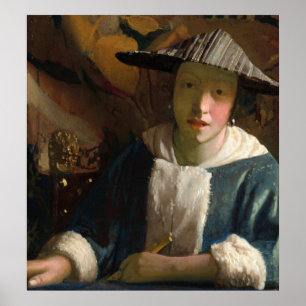 Girl with Flute - Johannes Vermeer Poster d'art
