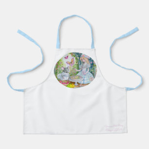 Girl with friends at garden apron