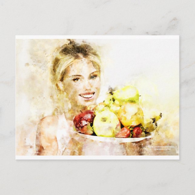 Girl with fruits  postcard (Front)