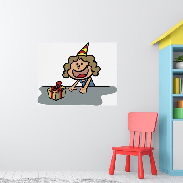Girl with Gift and Party Hat Birthday Celebration Poster (Creator Uploaded)