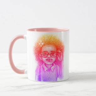 Girl with glasses,  mug