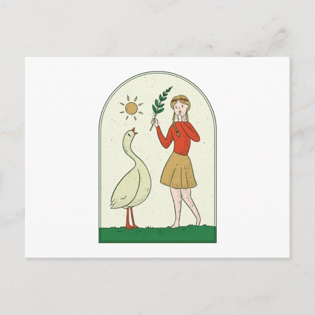 Girl With Goose Postcard (Front)