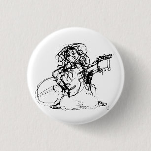 Girl with Guitar 1 Inch Round Button
