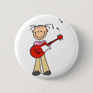 Girl With Guitar Button