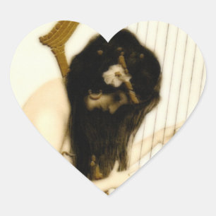 Girl with Harp Heart Sticker