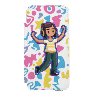 Girl with headphones flexing confident and relax  incipio watson™ iPhone 5 wallet case