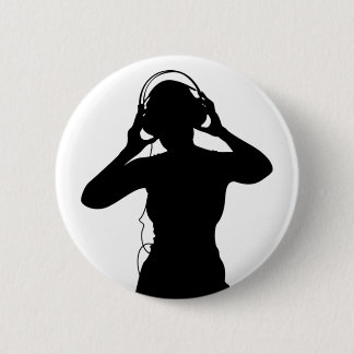 Girl with Headphones in Silhouette 2 Inch Round Button